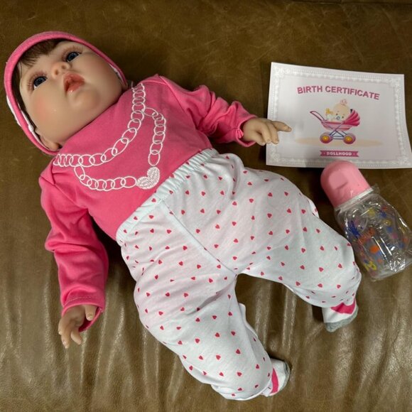 🆕22inch Full Cloth Body With Vinyl Limbs Baby Doll Lila Heart Reborn Baby Girl - Picture 1 of 9